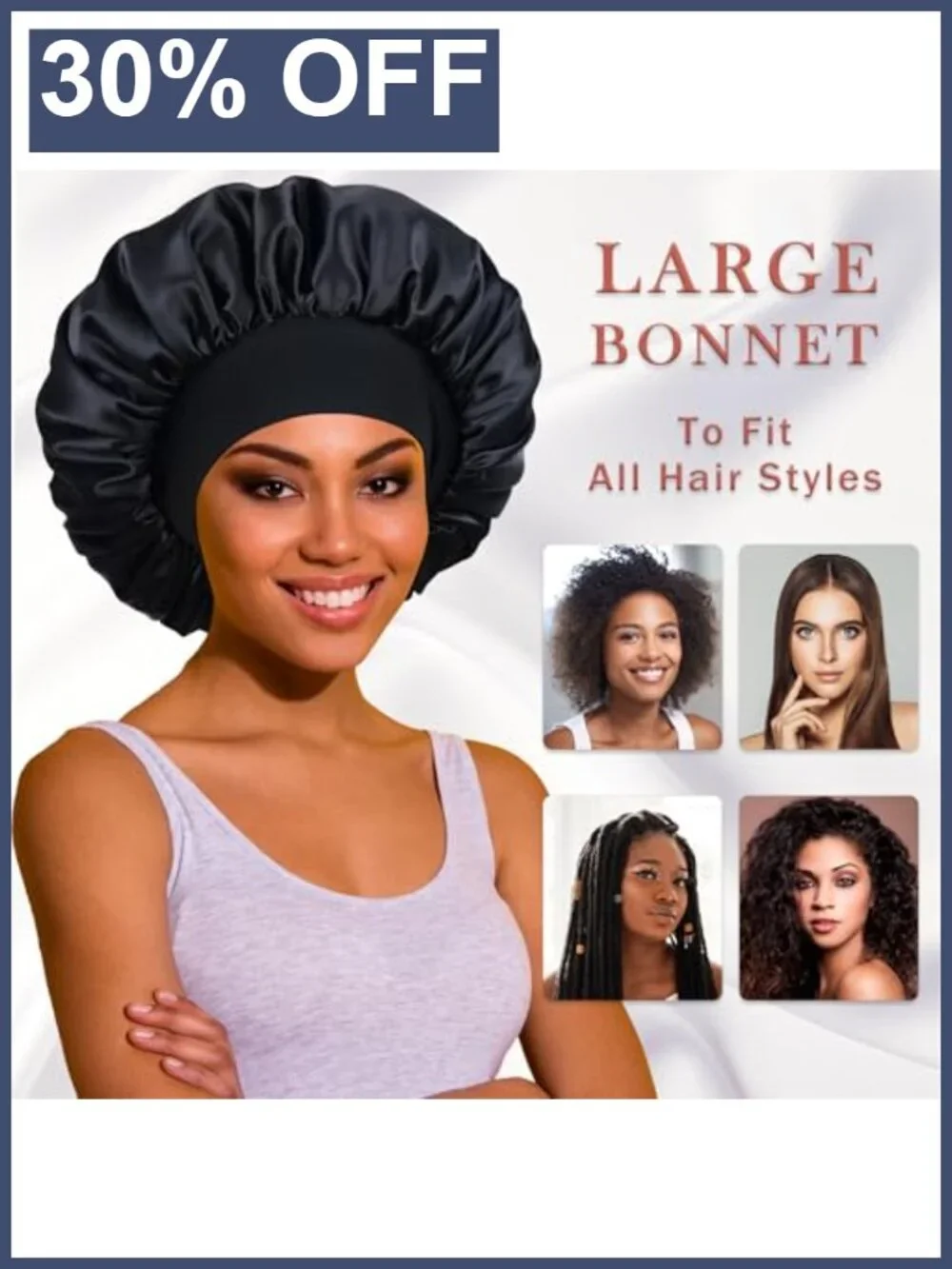 Large Satin Silk Bonnet for Sleeping Women Reversible Hair Bonnet
